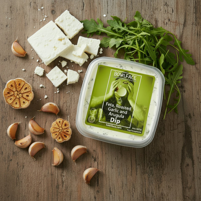 Feta, Roasted Garlic and Arugla Dip