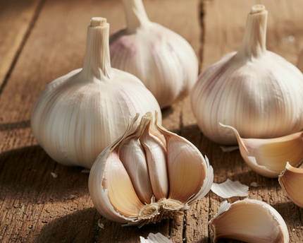 fresh garlic rustic feel